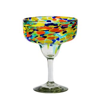 10 Strawberry Street 6 pc Carnival Margarita Handblown Mexican Glasses