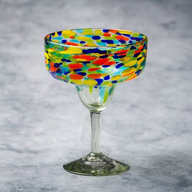 10 Strawberry Street 6-Piece Carnival Margarita Handblown Mexican Glasses