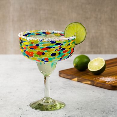 10 Strawberry Street 6-Piece Carnival Margarita Handblown Mexican Glasses
