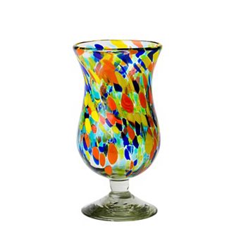 10 Strawberry Street 6 pc Carnival Hurricane Handblown Mexican Glasses