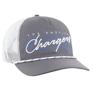 Men's '47 Gray/White Los Angeles Chargers Downburst Relaxed Hitch Trucker Adjustable Hat