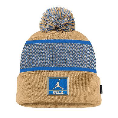 Youth Nike Gold UCLA Bruins 2024 Sideline Peak Cuffed Knit Hat with Pom