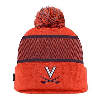 Youth Nike Orange Virginia Cavaliers 2024 Sideline Peak Cuffed Knit Hat with Pom