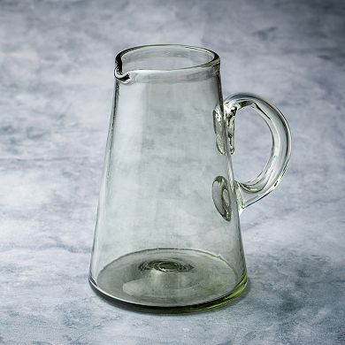 10 Strawberry Street Handblown Mexican Glass Clear Pitcher