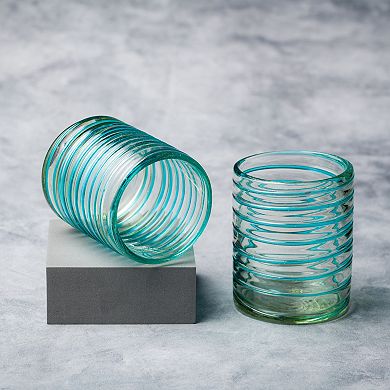 10 Strawberry Street 6-Piece Meridia Double Old Fashioned Handblown Mexican Glasses