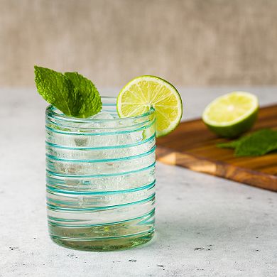 10 Strawberry Street 6-Piece Meridia Double Old Fashioned Handblown Mexican Glasses