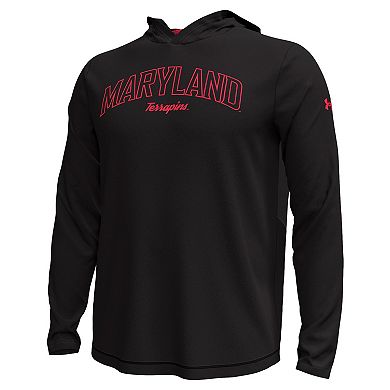 Men's Under Armour Black Maryland Terrapins Sideline Knockout Hoodie Long Sleeve T-Shirt