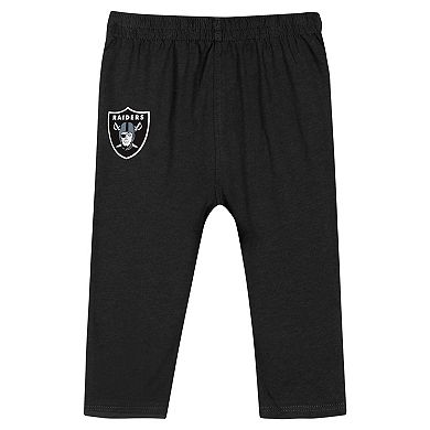 Infant Black Las Vegas Raiders Double Up Long Sleeve Bodysuit and Pants Set
