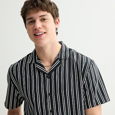 Men's Birch x Black Short Sleeve Woven Camp Shirt