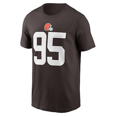 Men's Nike Myles Garrett Brown Cleveland Browns Player Name & Number T-Shirt