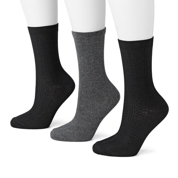 Sonoma Goods For Life® 3-pk. Cable-Knit Crew Socks
