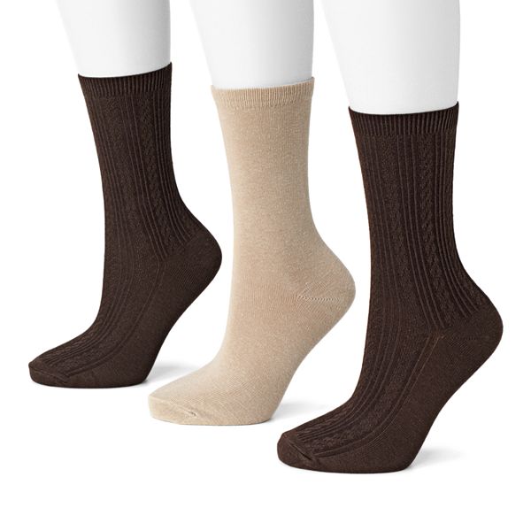 Sonoma Goods For Life® 3-pk. Cable-Knit Crew Socks