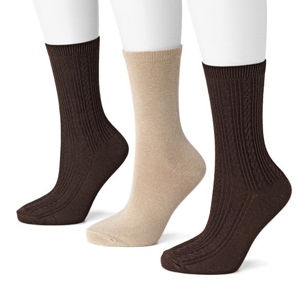 Sonoma Goods For Life® 3pk. CableKnit Crew Socks