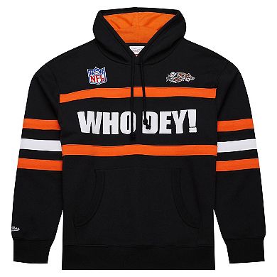 Men's Black Cincinnati Bengals Vintage Logo Head Coach Fleece Pullover Hoodie