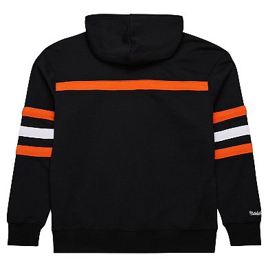 Men's Black Cincinnati Bengals Vintage Logo Head Coach Fleece Pullover Hoodie