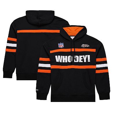 Men's Black Cincinnati Bengals Vintage Logo Head Coach Fleece Pullover Hoodie