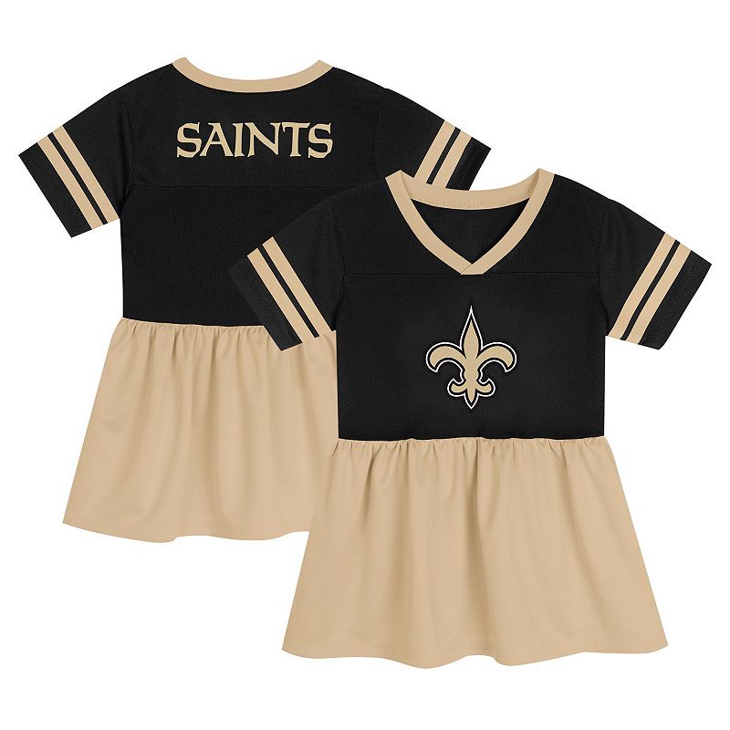 Girls Toddler Black New Orleans Saints Stadium Lights Fashion Jersey Dress, Toddler Unisex,