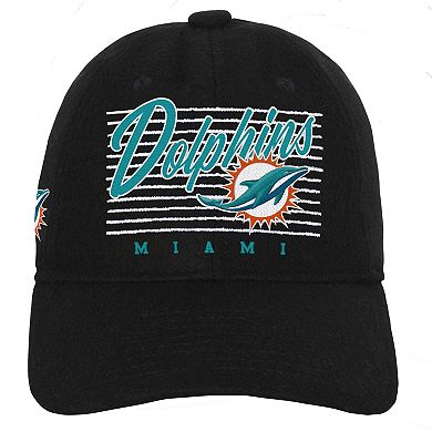 Youth Black Miami Dolphins Retro Wooly Adjustable Hat