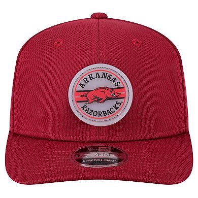 Men's New Era Cardinal Arkansas Razorbacks Patched 9SEVENTY Stretch-Snap Adjustable Hat