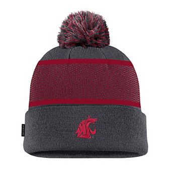 Youth Nike Anthracite Washington State Cougars 2024 Sideline Peak Cuffed Knit Hat with Pom