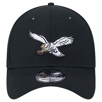 Men's New Era Black Philadelphia Eagles Throwback Main 39THIRTY Flex Hat