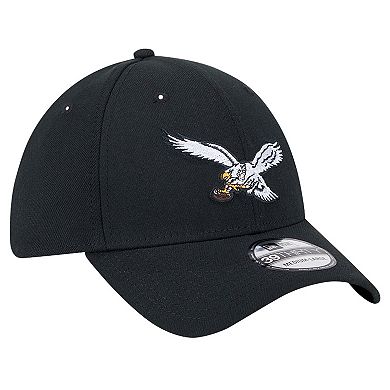 Men's New Era Black Philadelphia Eagles Throwback Main 39THIRTY Flex Hat