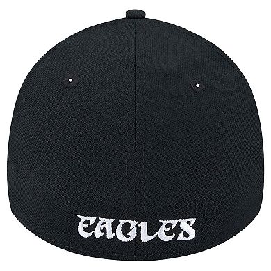Men's New Era Black Philadelphia Eagles Throwback Main 39THIRTY Flex Hat