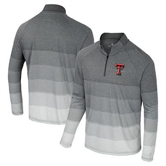 Men's Colosseum Gray Texas Tech Red Raiders AI Striped Mesh Quarter-Zip Raglan Windshirt