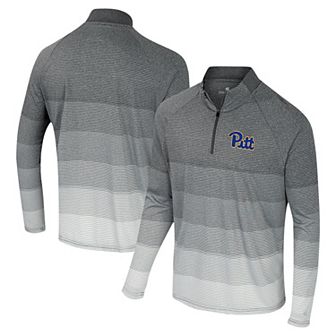 Men's Colosseum Gray Pitt Panthers AI Striped Mesh Quarter-Zip Raglan Windshirt