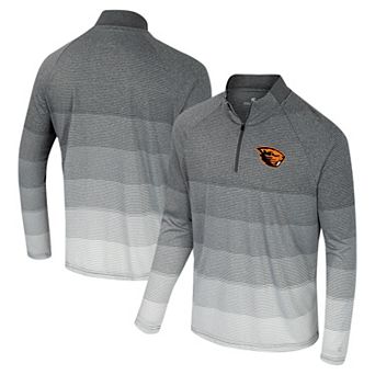 Men's Colosseum Gray Oregon State Beavers AI Striped Mesh Quarter-Zip Raglan Windshirt