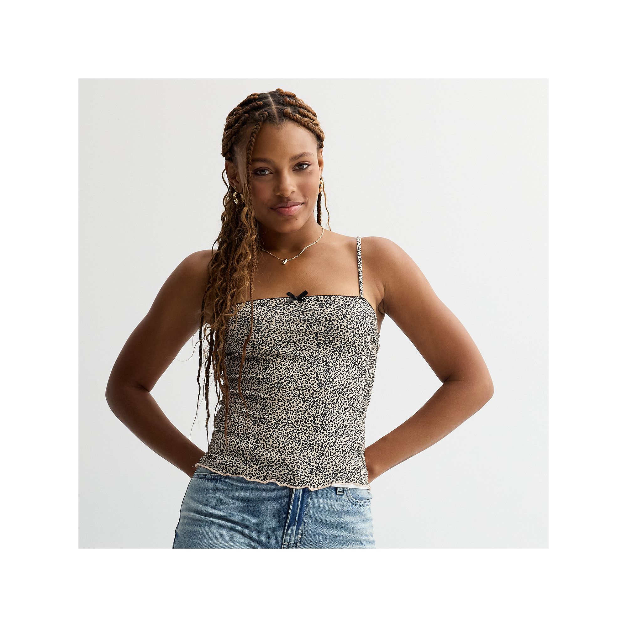 Juniors madden girl Picot Trim Layering Cami, Girls, Size: XS, Leopard