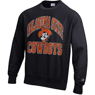 Men's Champion Black Oklahoma State Cowboys Vault Late Night Reverse Weave Pullover Sweatshirt