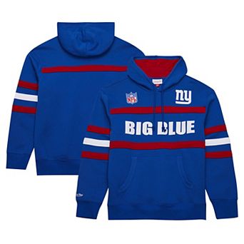 Men's Royal New York Giants Vintage Logo Head Coach Fleece Pullover Hoodie