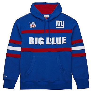 Men's Royal New York Giants Vintage Logo Head Coach Fleece Pullover Hoodie