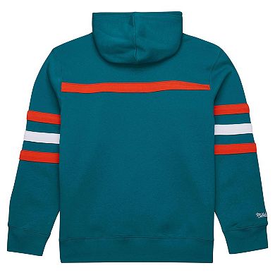 Men's Aqua Miami Dolphins Vintage Logo Head Coach Fleece Pullover Hoodie