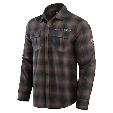 Men's Darius Rucker Collection by Fanatics Tan Miami Dolphins Classic Flannel Long Sleeve Button-Up Shirt