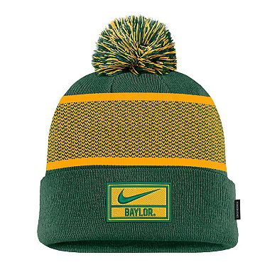 Men's Nike Green Baylor Bears 2024 Sideline Peak Cuffed Knit Hat with Pom