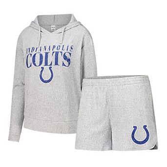 Women's Concepts Sport Gray Indianapolis Colts Juniper Long Sleeve Hoodie Top & Shorts Set