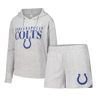 Women's Concepts Sport Gray Indianapolis Colts Juniper Long Sleeve Hoodie Top & Shorts Set