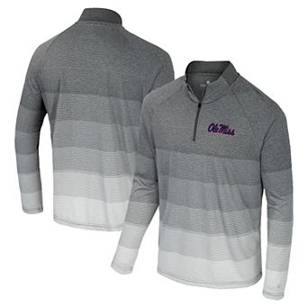 Men's Colosseum Gray Ole Miss Rebels AI Striped Mesh Quarter-Zip Raglan Windshirt