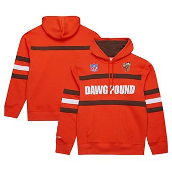 Men's Orange Cleveland Browns Vintage Logo Head Coach Fleece Pullover Hoodie