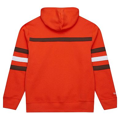 Men's Orange Cleveland Browns Vintage Logo Head Coach Fleece Pullover Hoodie