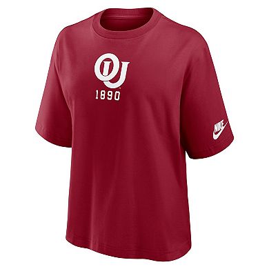 Women's Nike Crimson Oklahoma Sooners Boxy Legacy Established T-Shirt