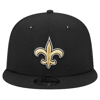 Men's New Era Black New Orleans Saints Main Trucker 9FIFTY Snapback Hat