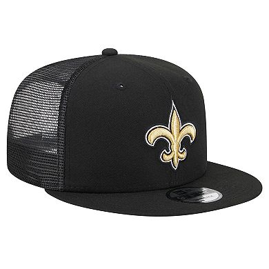 Men's New Era Black New Orleans Saints Main Trucker 9FIFTY Snapback Hat