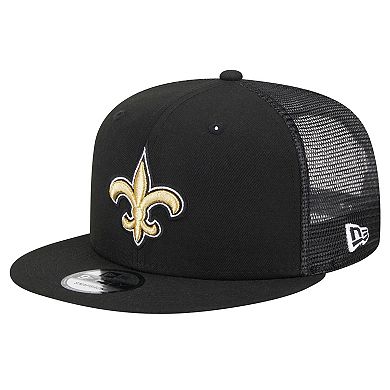 Men's New Era Black New Orleans Saints Main Trucker 9FIFTY Snapback Hat
