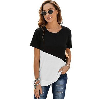Women's Loose Casual Tee Shirt - Stylish Top with Side Split
