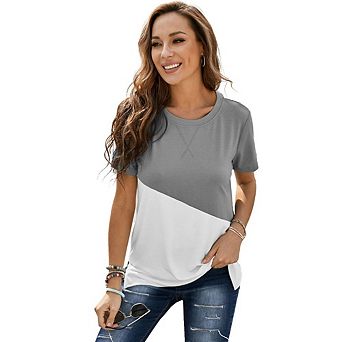 Women's Loose Casual Tee Shirt - Stylish Top with Side Split