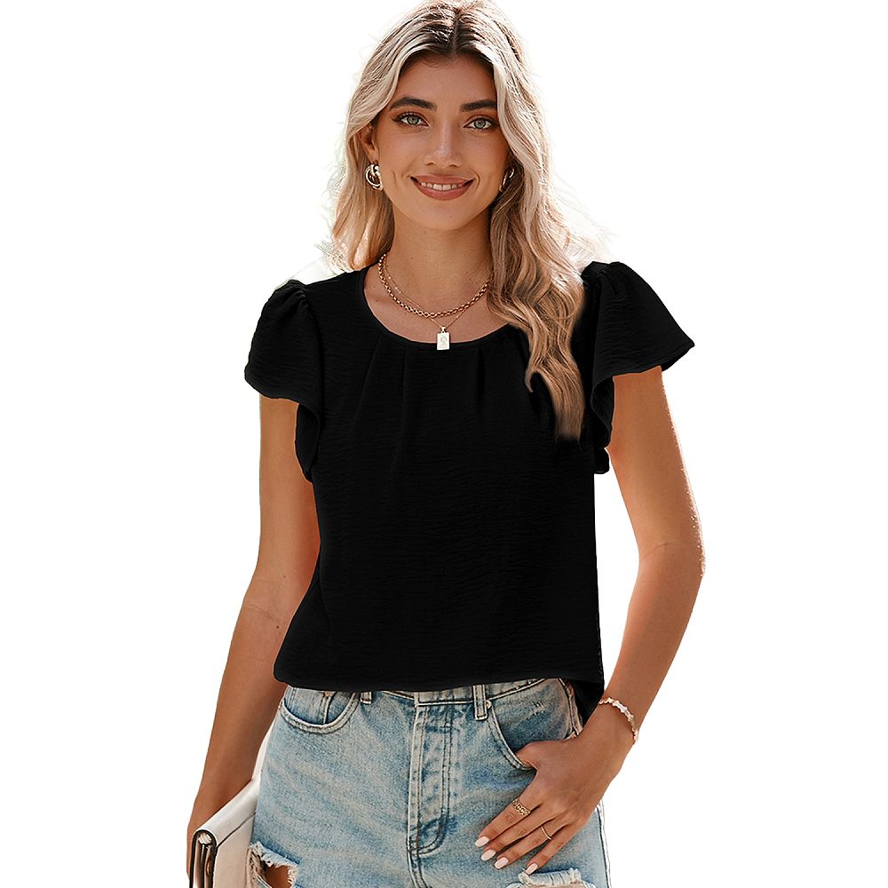 Heather Ruffle Layered Sleeve Chiffon Blouse