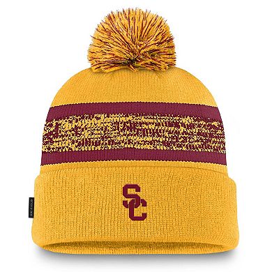 Men's Nike Gold USC Trojans On-Field Peak Cuffed Knit Hat with Pom